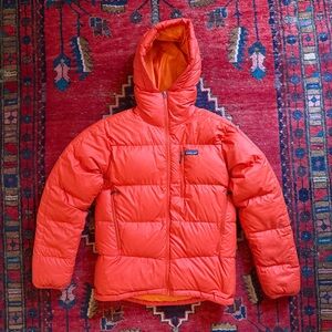 Patagonia Fitz Roy Parka - RARE Orange - Hooded Goose Down Coat - Mens XS (W S)